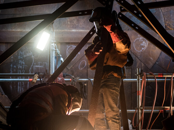 Maguin workshop in operation, showcasing expertise in boiler making, machining, and forming for heavy industry